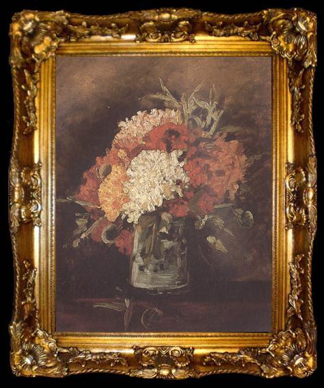 framed  Vincent Van Gogh Vase with Carnations (nn04), ta009-2